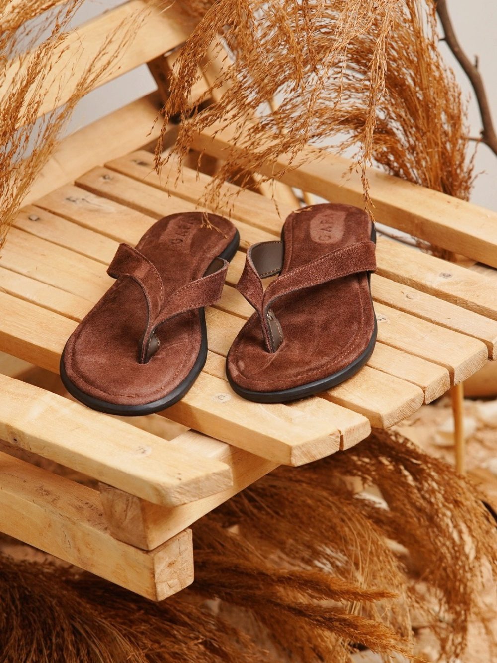 Easy slip on women's slides in suede material